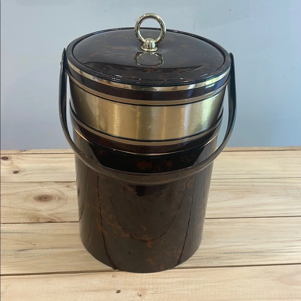 Vintage Brown and Gold Ice Bucket